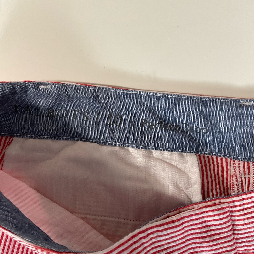 Talbots Red and White Striped Seersucker Crop Pants Size 10 - Woman - Picture 3 of 8